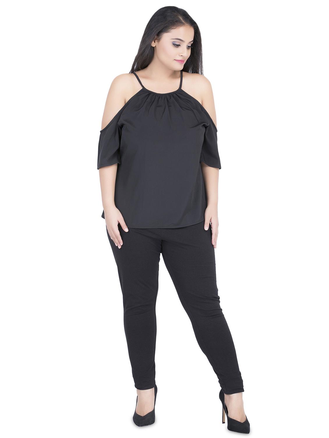 cold shoulder tie knot plus top - 16679104 - Zoom Image - 4