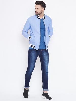 light blue solid bomber jacket - 16679730 - Standard Image - 4
