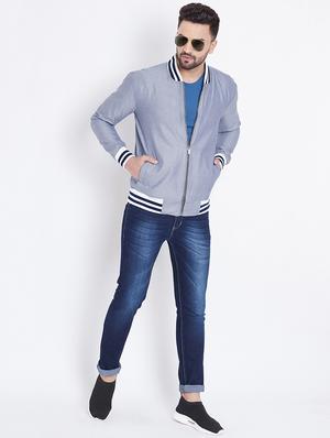 grey solid casual jacket - 16679731 - Standard Image - 4