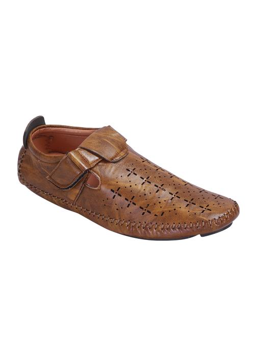 brown leatherette slip on sandals - 16679946 - Standard Image - 1