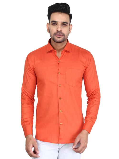 orange solid casual shirt - 16680049 - Standard Image - 1