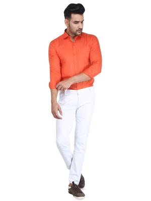 orange solid casual shirt - 16680049 - Standard Image - 4