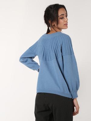 tie up neck solid wool pullover - 16680304 - Standard Image - 4