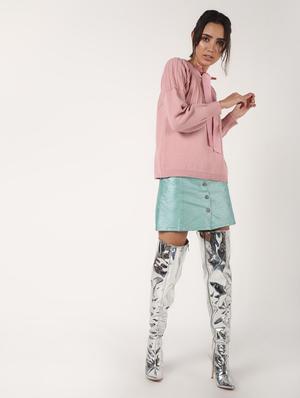 tie up neck solid wool pullover - 16680306 - Standard Image - 4