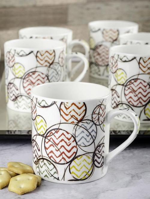 bone china tea cups with geometric design (set of 6) - 16680388 - Standard Image - 1