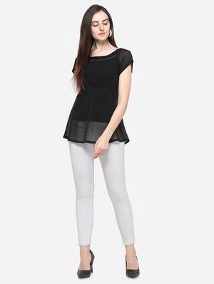 round neck ruched solid top - 16680458 - Standard Image - 4