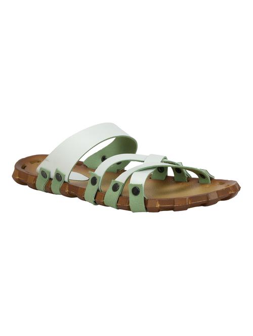 white leatherette slip on slippers - 16680581 - Very Small Image - 1