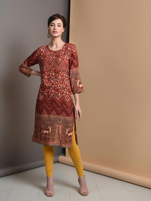 floral printed straight kurta - 16680686 - Standard Image - 1
