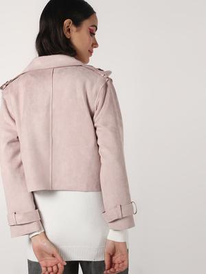 lapel neck crop suede blazer - 16680922 - Standard Image - 4