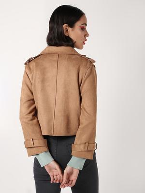 lapel neck crop fleece blazer - 16680924 - Standard Image - 4