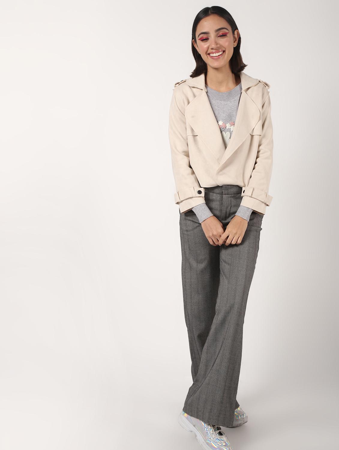 lapel neck crop suede blazer - 16680925 - Zoom Image - 4