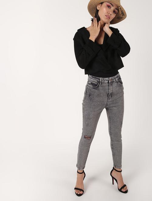 lapel neck crop suede blazer - 16680927 - Standard Image - 1