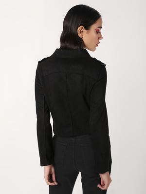lapel neck bomber suede jacket - 16680930 - Standard Image - 4