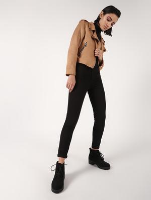 lapel neck crop suede blazer - 16680932 - Standard Image - 4