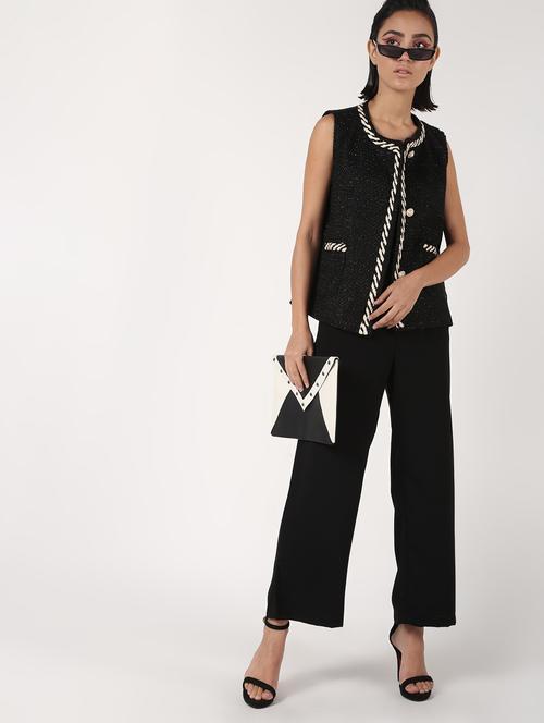 cord embellished pocket slit wool coat - 16680935 - Standard Image - 1