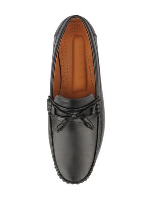 black leatherette slip on loafers - 16681275 - Standard Image - 4