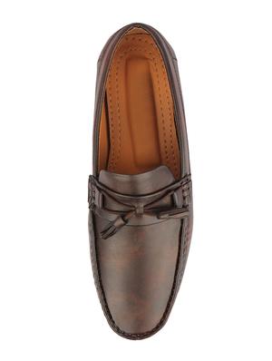 brown leatherette slip on loafers - 16681276 - Standard Image - 4