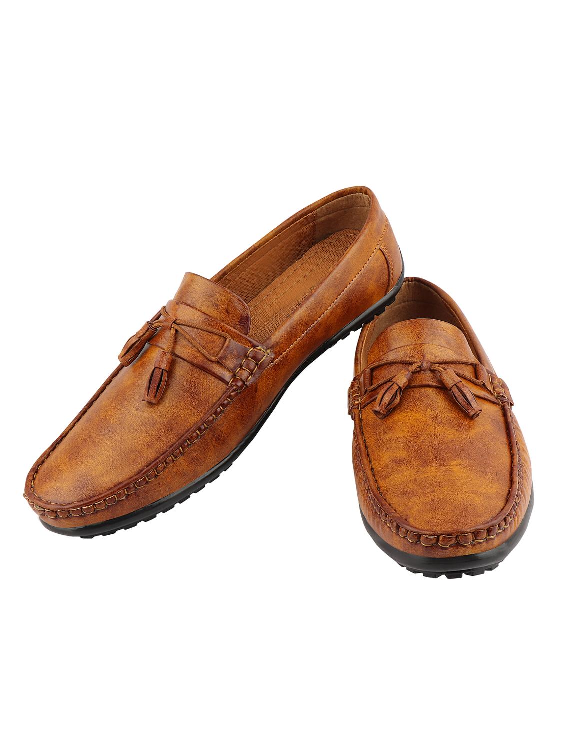 tan leatherette slip on loafers - 16681277 - Zoom Image - 4