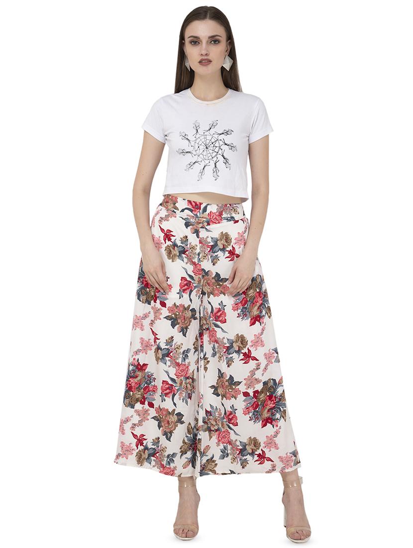 high rise floral flared palazzo - 16681323 - Zoom Image - 4