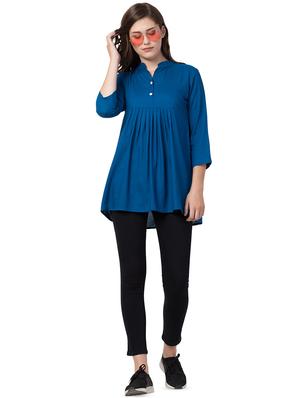 mandarin neck pleated top - 16681330 - Standard Image - 4