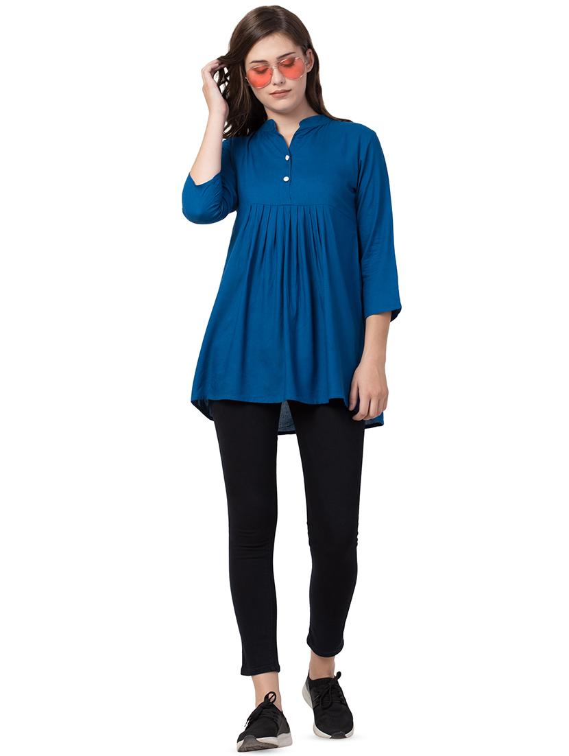 mandarin neck pleated top - 16681330 - Zoom Image - 4