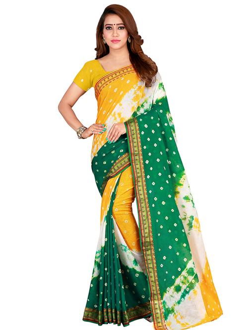 zari bordered bandhani saree with blouse - 16681386 - Very Small Image - 1