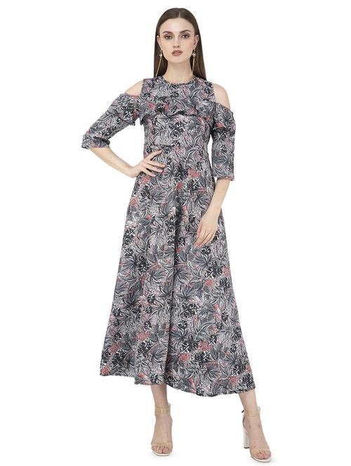 cold shoulder ruffled a-line dress - 16681433 - Standard Image - 1