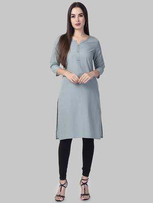 solid straight kurta - 16681934 - Standard Image - 4