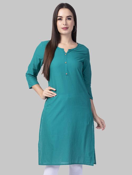 solid straight kurta - 16681938 - Standard Image - 1