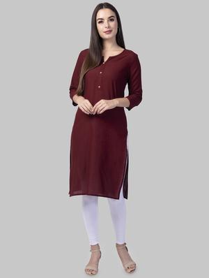 solid straight kurta - 16681940 - Standard Image - 4