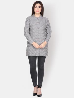 mandarin neck long sleeved wool cardigan - 16682110 - Standard Image - 4