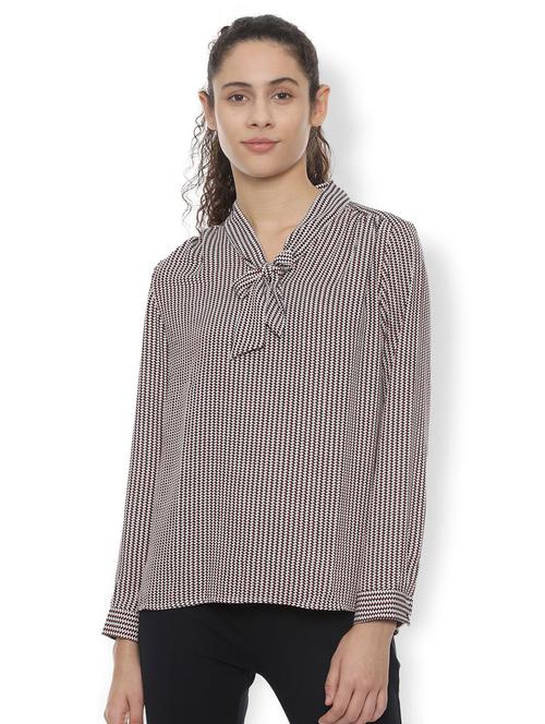 tie up neck striped top - 16682325 - Standard Image - 1