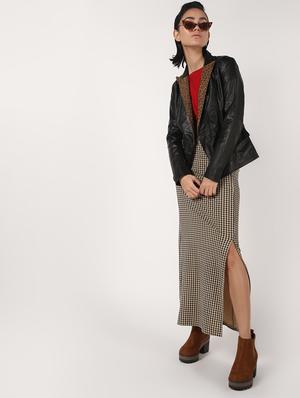 lapel neck long sleeved leather jacket - 16682497 - Standard Image - 4