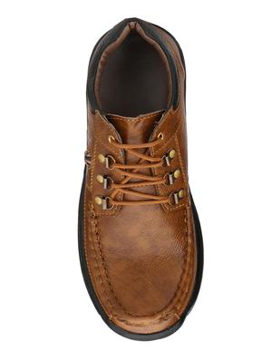 tan leatherette low ankle boots - 16682505 - Standard Image - 4