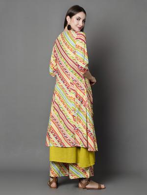 printed kurta with jacket - 16682987 - Standard Image - 4