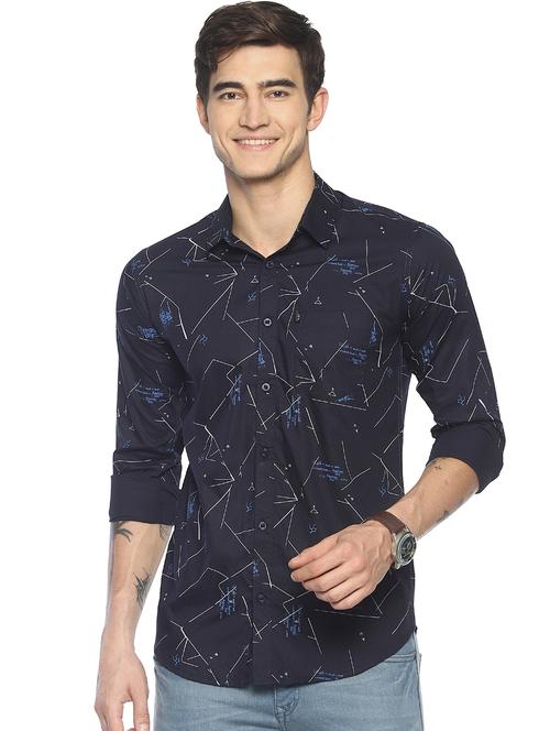 blue printed casual shirt - 16684096 - Standard Image - 1