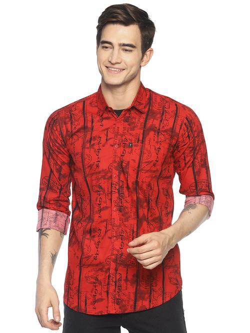 red printed casual shirt - 16684099 - Standard Image - 1