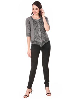 round neck embroidered laced detai top - 16684367 - Standard Image - 4
