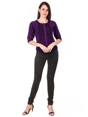 round neck embroidered laced detai top - 16684369 - Standard Image - 4