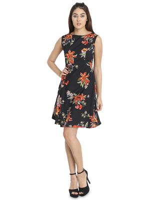 round neck floral a-line dress - 16684372 - Standard Image - 4