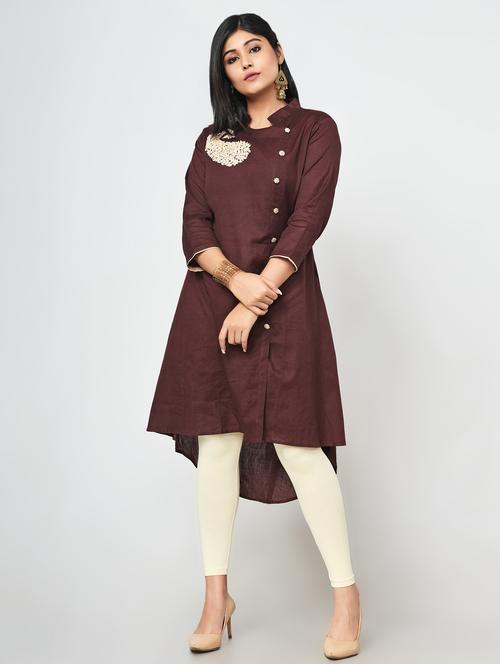 solid high-low kurta - 16684621 - Standard Image - 1