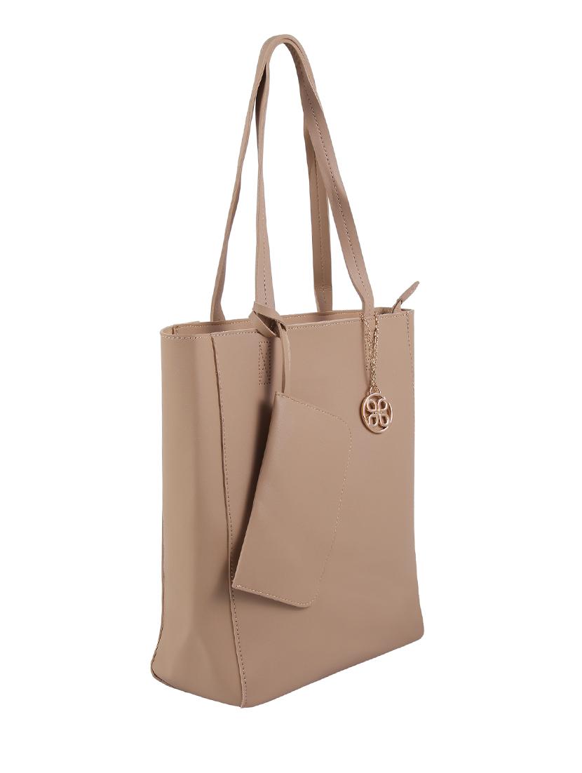 beige leatherette regular tote - 16684726 - Zoom Image - 4