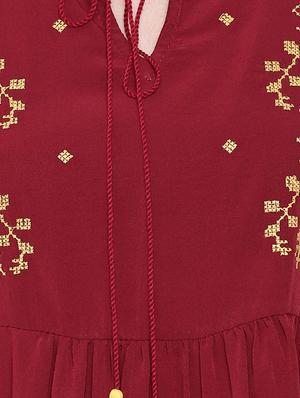 yoke embroidered flared kurta - 16684762 - Standard Image - 4