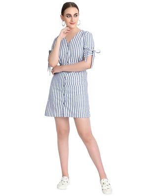 tie up sleeved striped a-line dress - 16684956 - Standard Image - 4