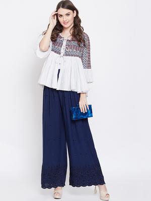 high rise scallop hem palazzo - 16684976 - Standard Image - 4