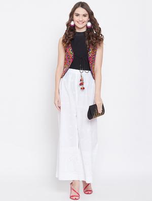 high rise embroidered palazzo - 16684978 - Standard Image - 4