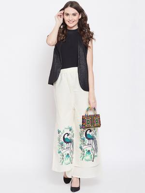 high rise embroidered palazzo - 16684979 - Standard Image - 4