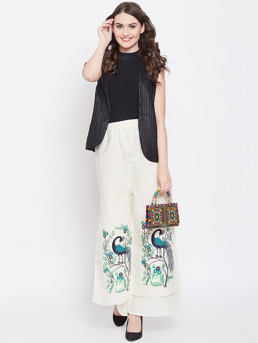 high rise embroidered palazzo - 16684979 - Zoom Image - 4