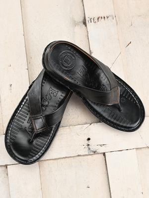black leatherette toe separator slippers - 16685396 - Standard Image - 4