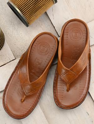 tan leatherette toe separator slippers - 16685416 - Standard Image - 4